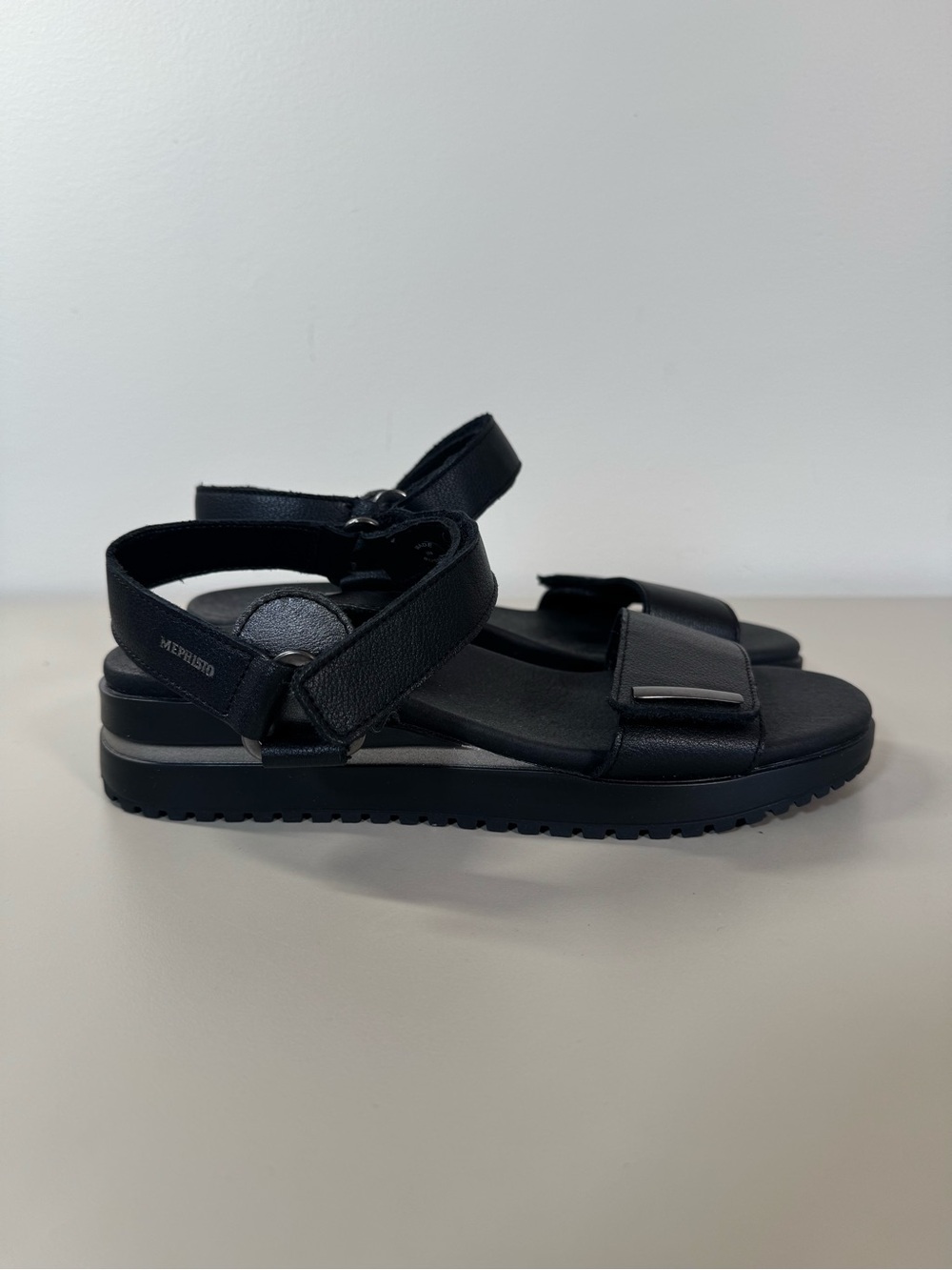 NEW Mephisto Black Leather Soft-Air Comfort Ankle Strap Sandals EU 39 (US 8.5-9)